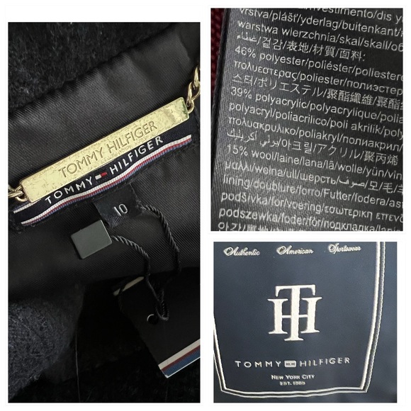 Tommy Hilfiger Norma Jacquard Blue Red Stars Wool Blend Long Coat Size 10 NWT - Picture 12 of 15